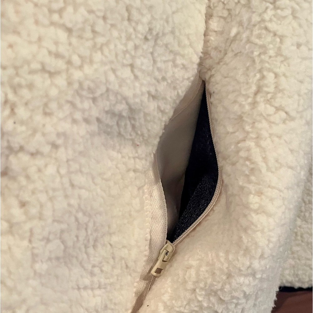 Lands End Women’s White Long Sleeve Cozy Full Zip Top - Picture 3 of 6